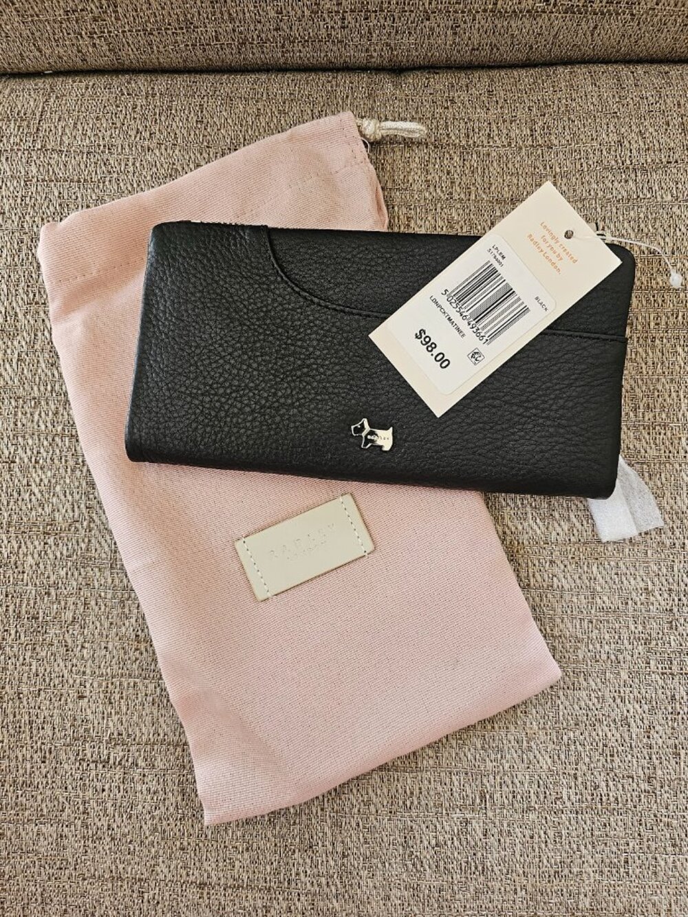 Radley London Black Leather Large Zip Wallet Clutch NWT $98
